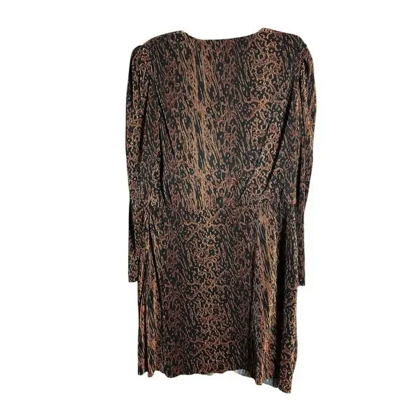 WAYF $138 Riverside Puff Sleeve Black Brown Animal Print Dress Size XL NO BELT - Picture 4 of 7